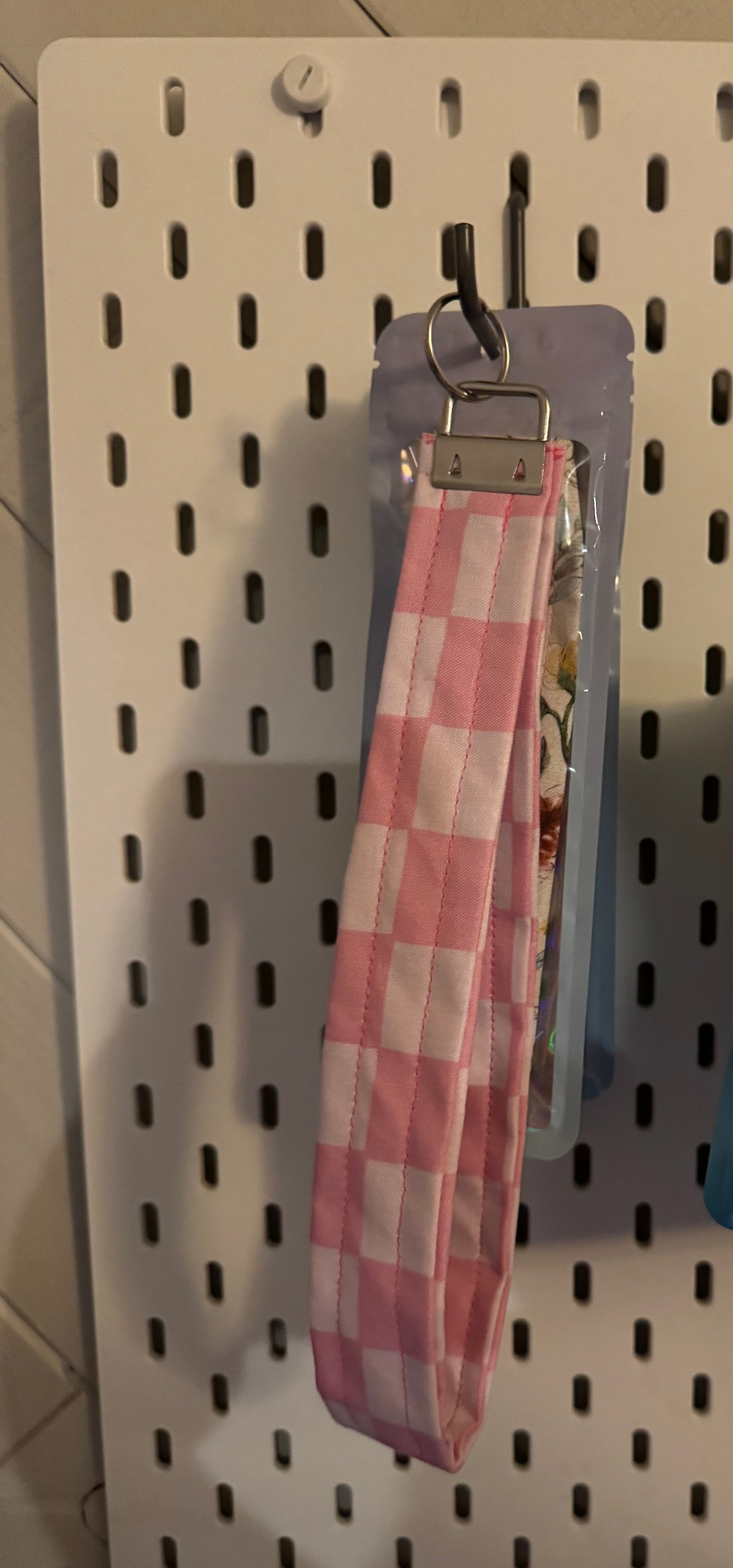 Pink Checkered Key Fob