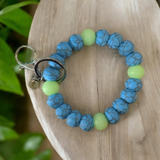 Blue & Green Thunder Wristlet