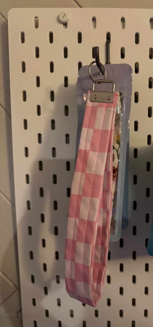 Pink Checkered Key Fob